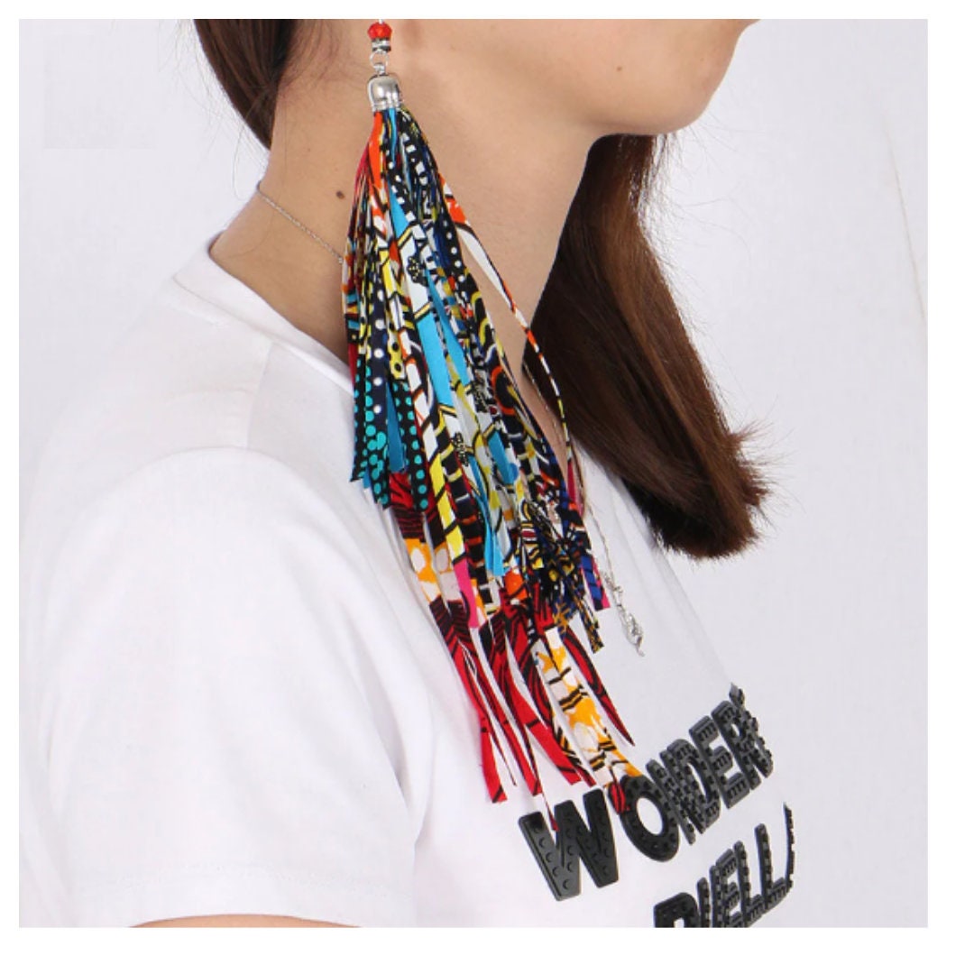 African Tassel Boho Earrings Ankara