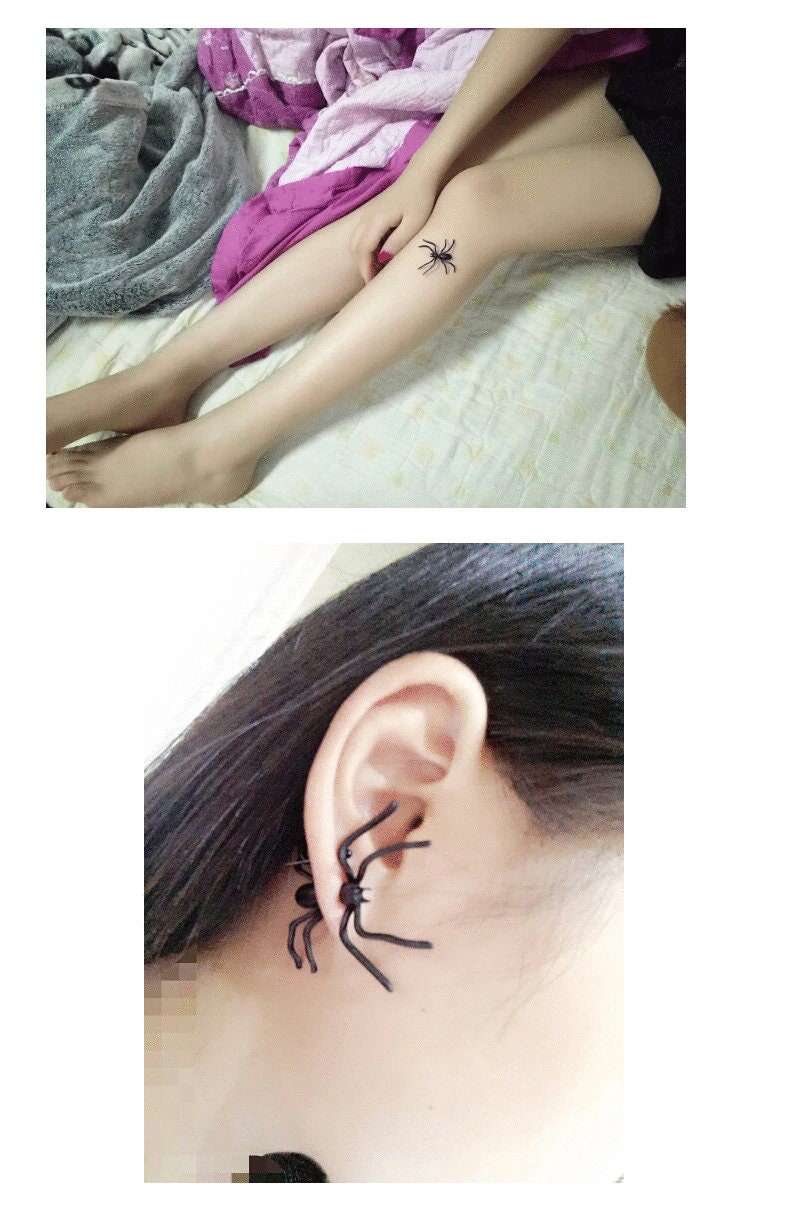 Black Halloween Spider Earrings