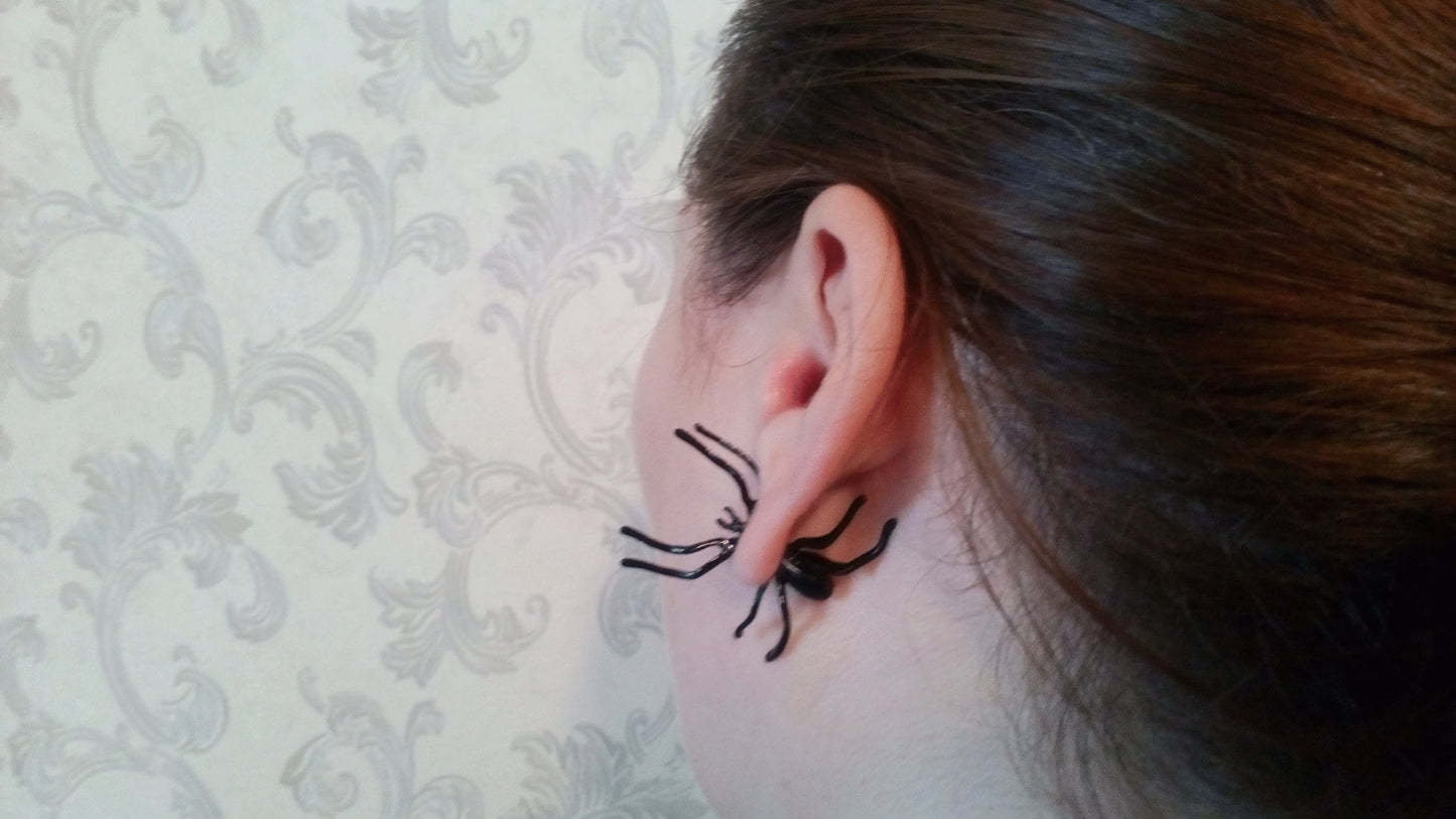 Black Halloween Spider Earrings