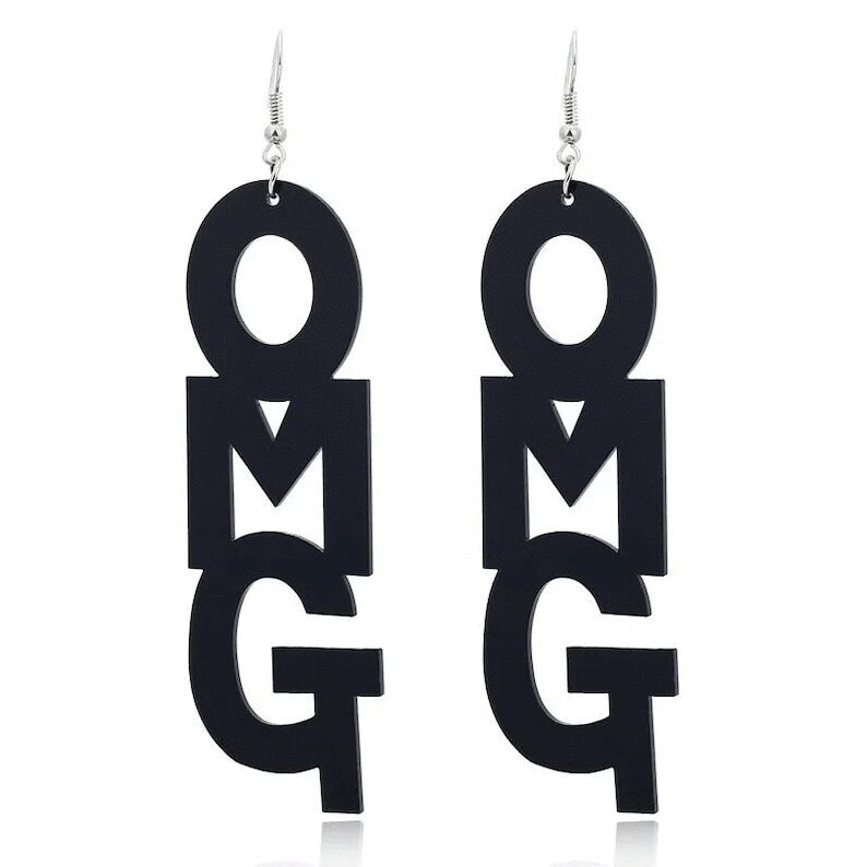 OMG Letter Earrings