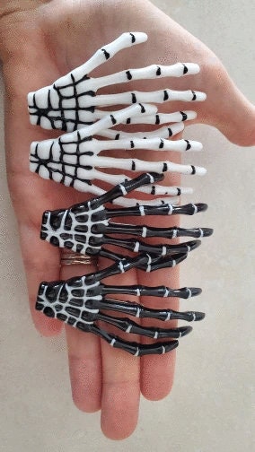 Gothic Hair Clips Skull Hand Bone