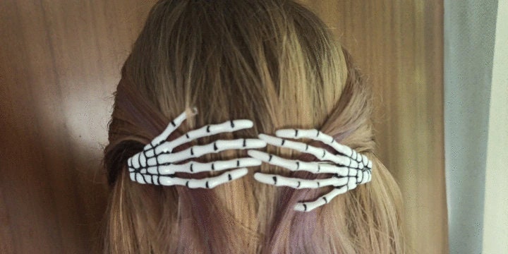 Gothic Hair Clips Skull Hand Bone