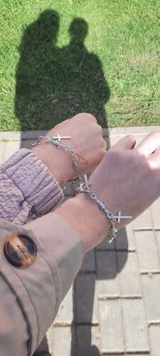 Barbed Wire Cross Bracelet