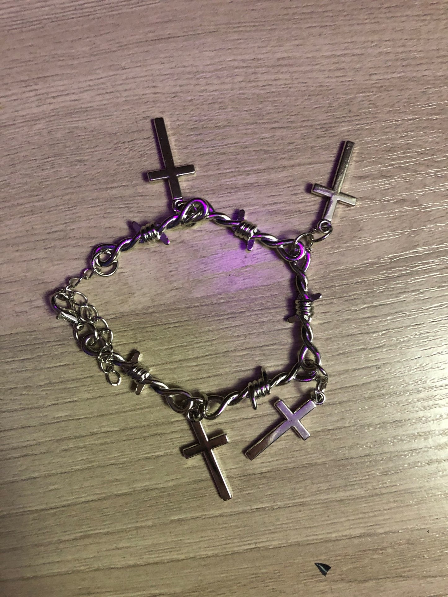 Barbed Wire Cross Bracelet