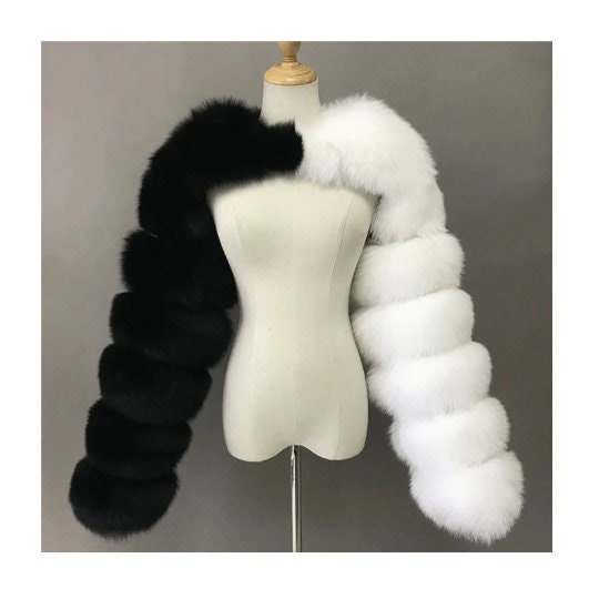 Fur Jacket Black White