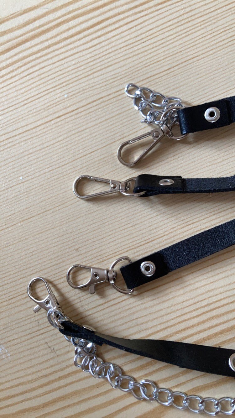 Leather Double Row Grommet Belt Chain