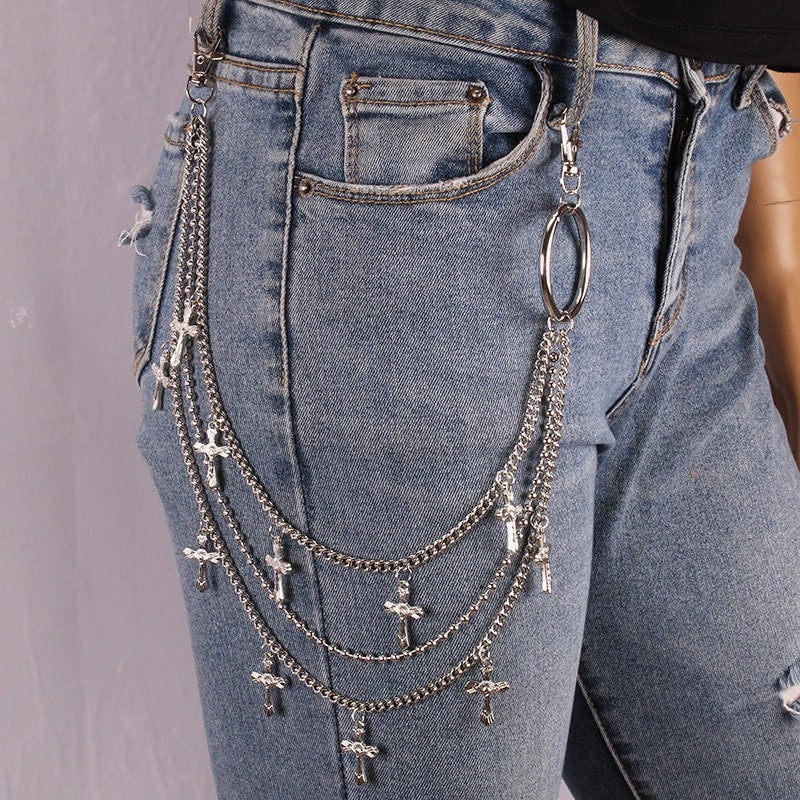 Y2K Cross Charm Pants Chain