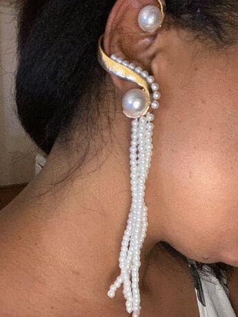 Pearl Boho Bridal Ear Wrap