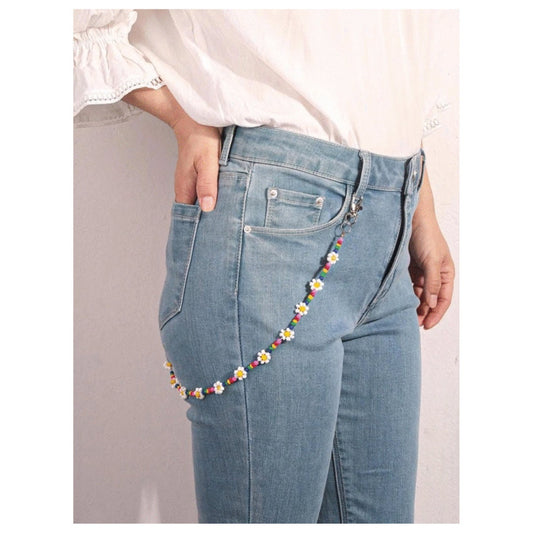 Daisy Flower Beaded Chain Belt