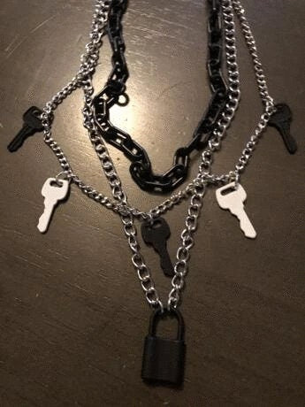 Chain Safety Pin Keys Pendant Necklace