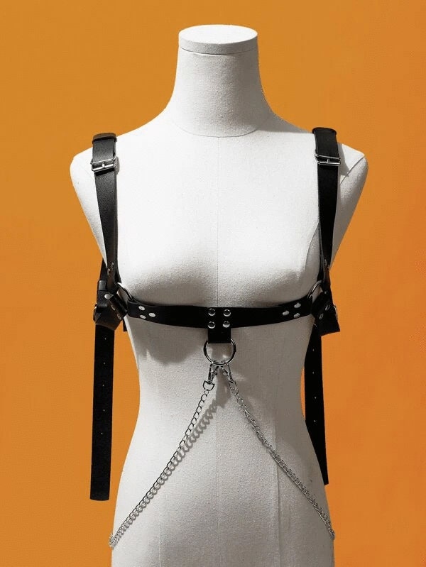 Harness Chain Leather Strap Belt