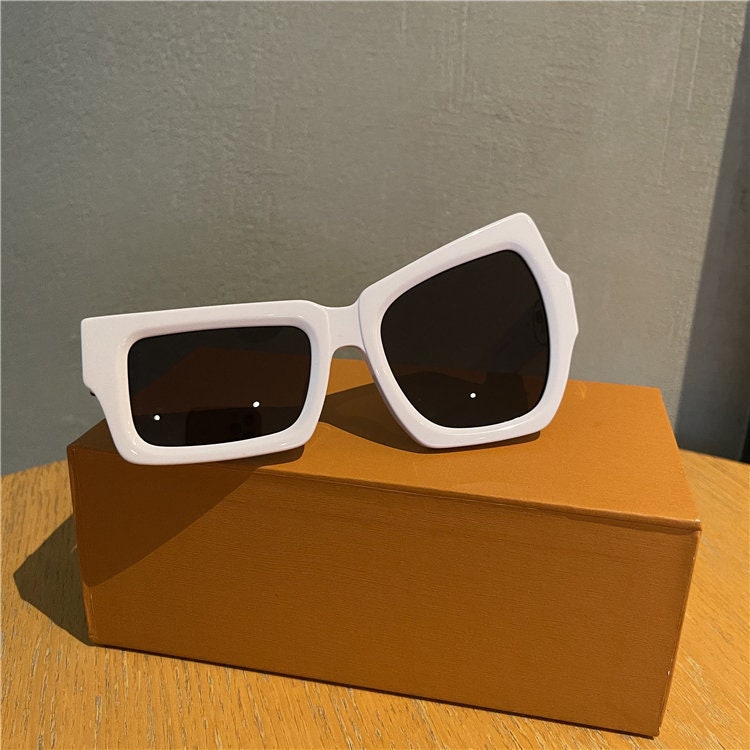 White Sunglasses Luxury Square Oversize