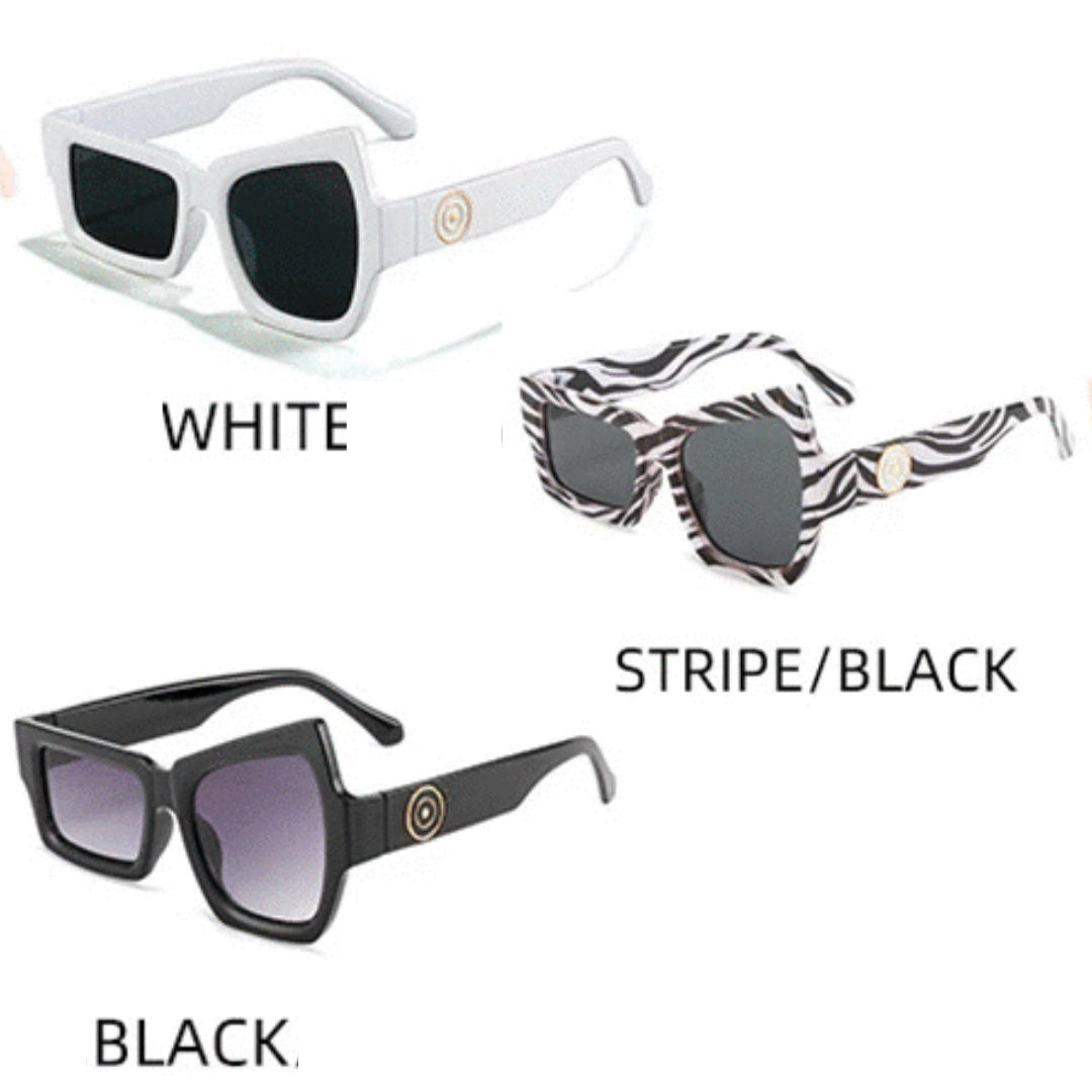 White Sunglasses Luxury Square Oversize