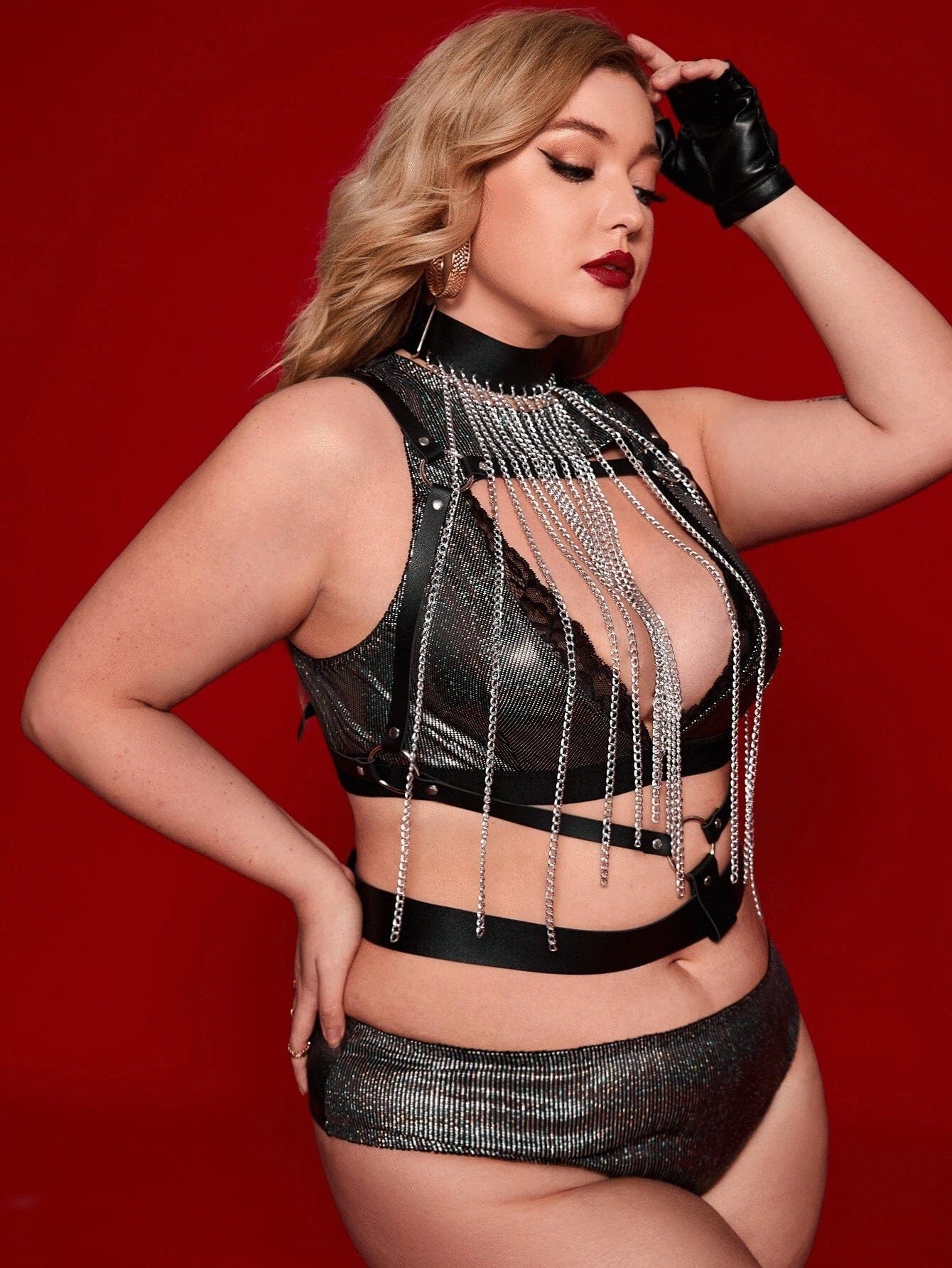 Plus Size Waist Harness Chain Belt 1X 2X