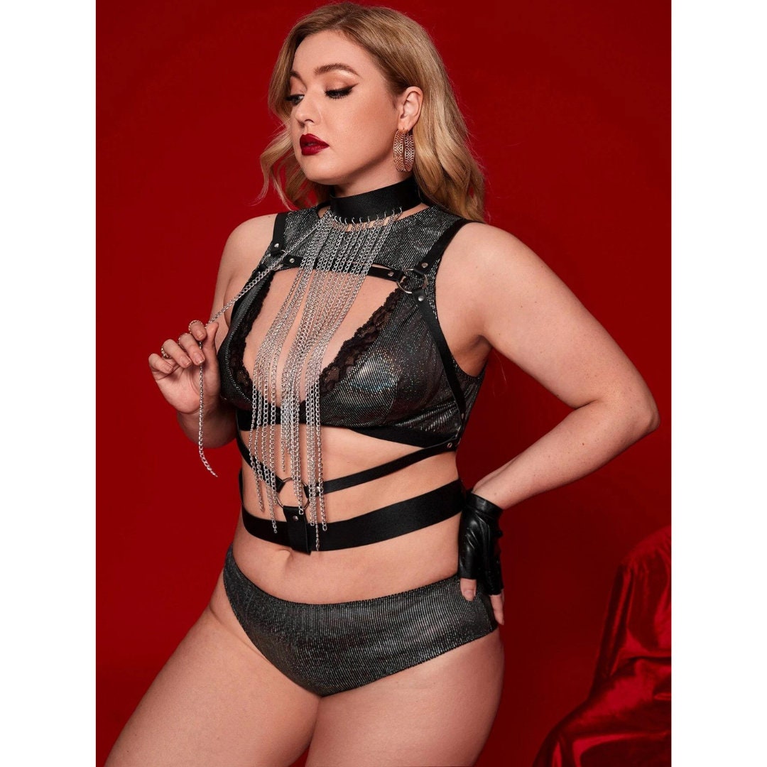 Plus Size Waist Harness Chain Belt 1X 2X