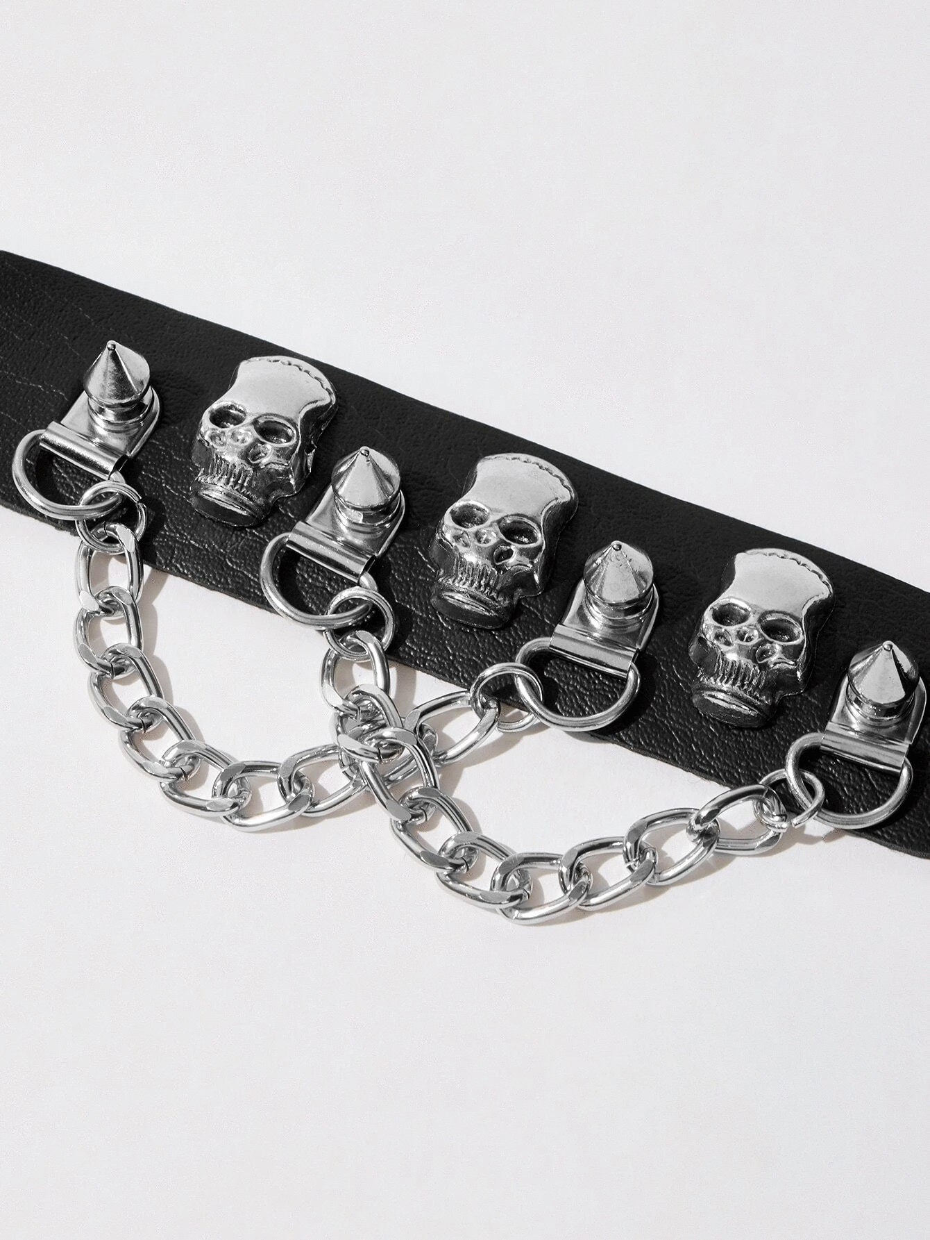 Black Spiked Skull Chain Bracelet