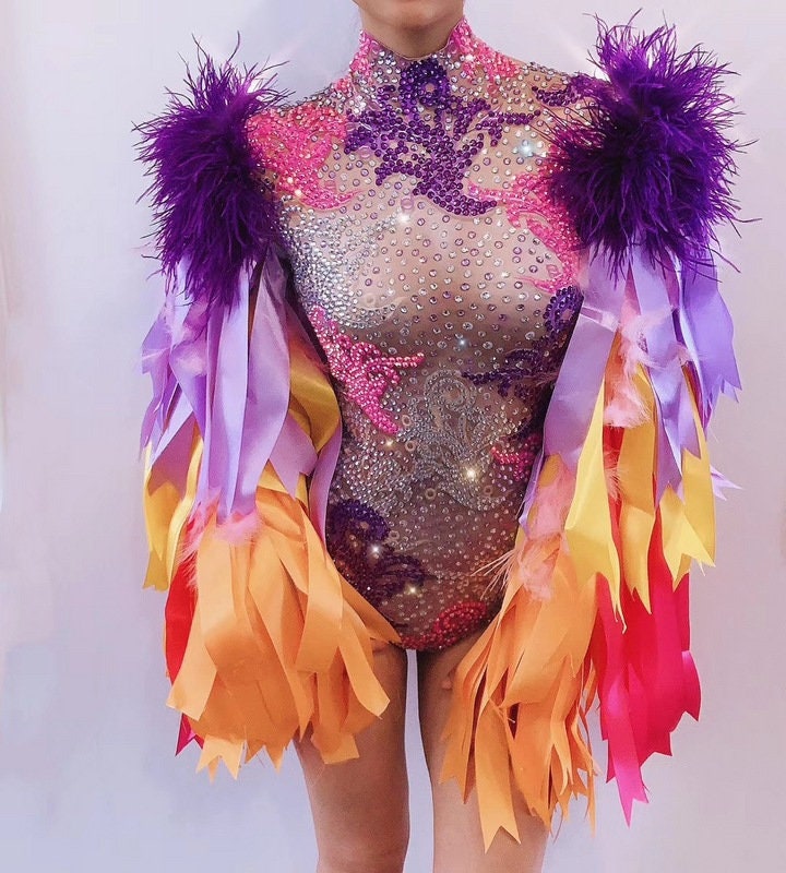 Rhinestone Feather Monokini