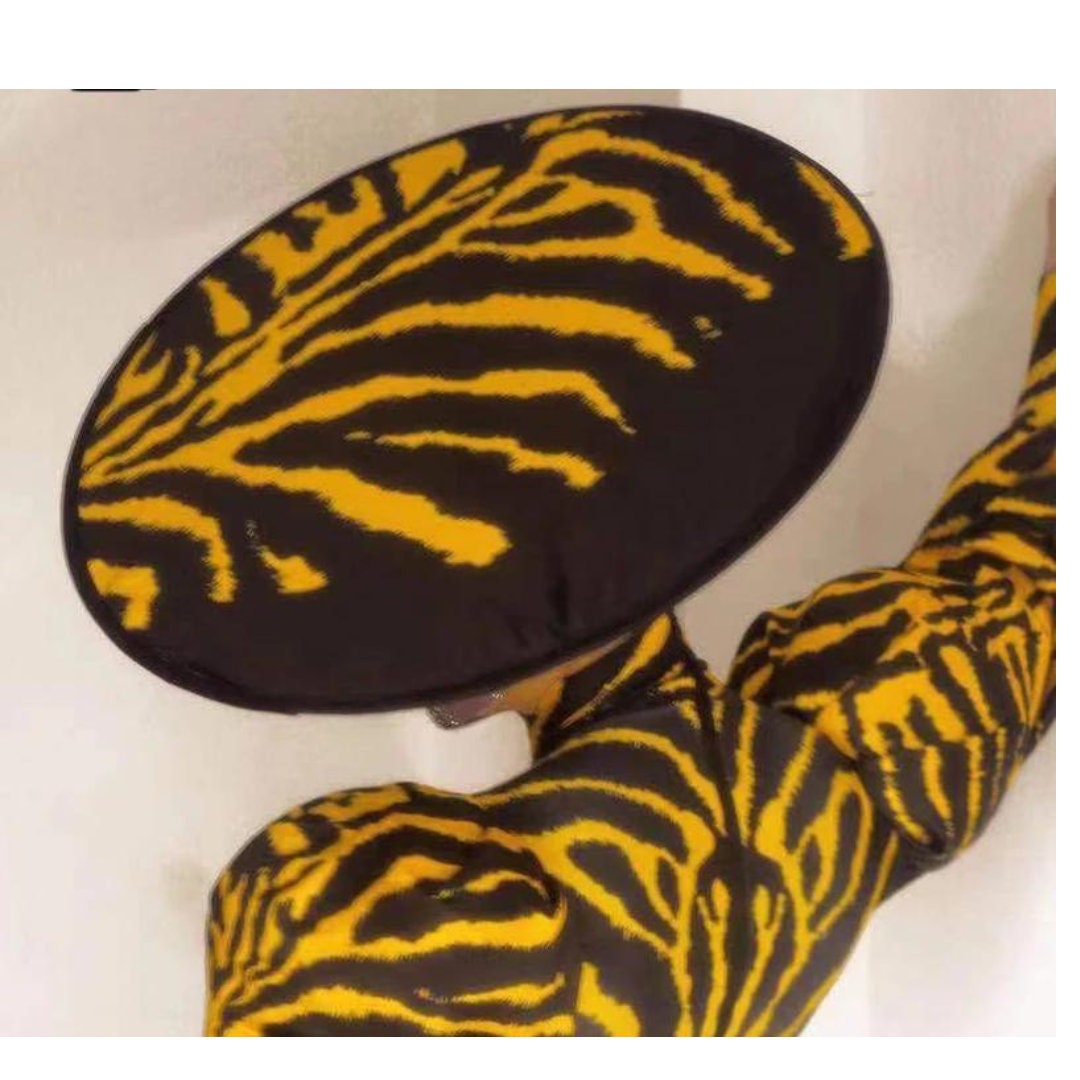 Yellow Zebra Puff Sleeve Monokini