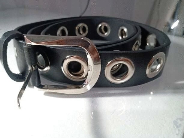 Black Leather Grommet Belt