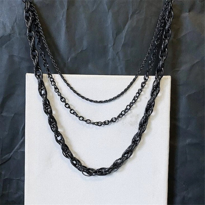 Punk Black Pants Chain