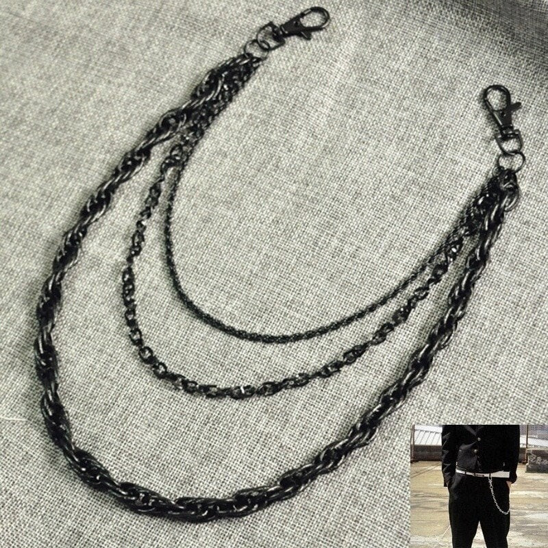 Punk Black Pants Chain